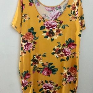 Fashion Nova Plus Mustard Floral Bodycon Dress